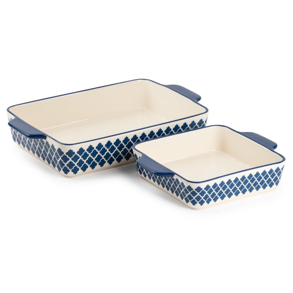 Thyme & Table Stoneware Square & Rectangular Baker, Blue Pattern, 2-Piece Set EasyOptionXY LLC
