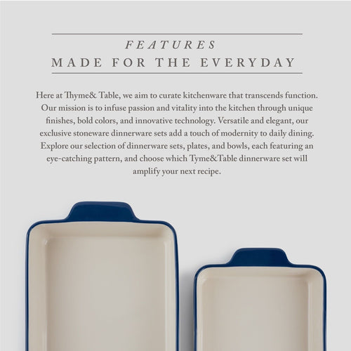 Thyme & Table Stoneware Square & Rectangular Baker, Blue Pattern, 2-Piece Set EasyOptionXY LLC