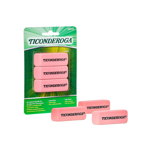 Ticonderoga Wedge Erasers, Pink, 3 Count EasyOptionXY LLC