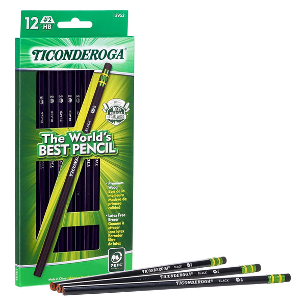 Ticonderoga Number 2 Soft Pencils, Wood-Cased Graphite Black Pencil, 12 Count EasyOptionXY LLC