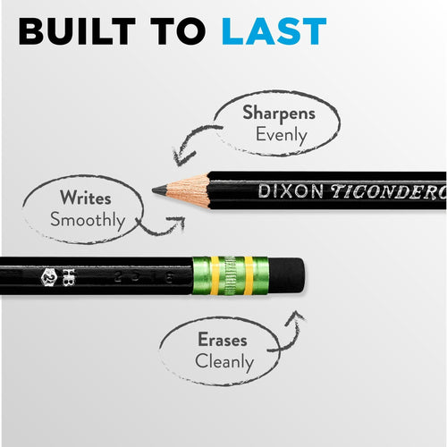 Ticonderoga Number 2 Soft Pencils, Wood-Cased Graphite Black Pencil, 12 Count EasyOptionXY LLC