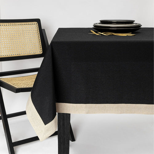 Thyme & Table 84" Tablecloth, Black with Gold Border EasyOptionXY LLC