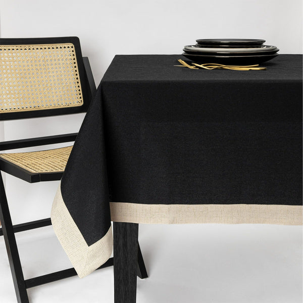 Thyme & Table 84" Tablecloth, Black with Gold Border EasyOptionXY LLC