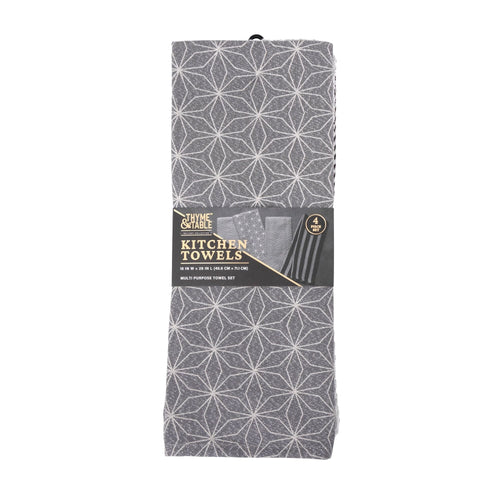 Thyme & Table 4-Pack Kitchen Towels, Gray Star EasyOptionXY LLC