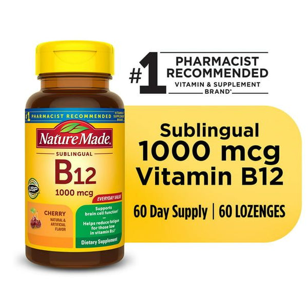 Nature Made Vitamin B12 Sublingual Sugar Free Micro-Lozenges; 1000 mcg; 60 Count EasyOptionXY LLC