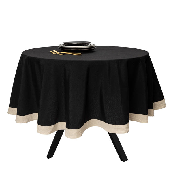 Thyme & Table 102" Tablecloth, Black with Gold Border EasyOptionXY LLC