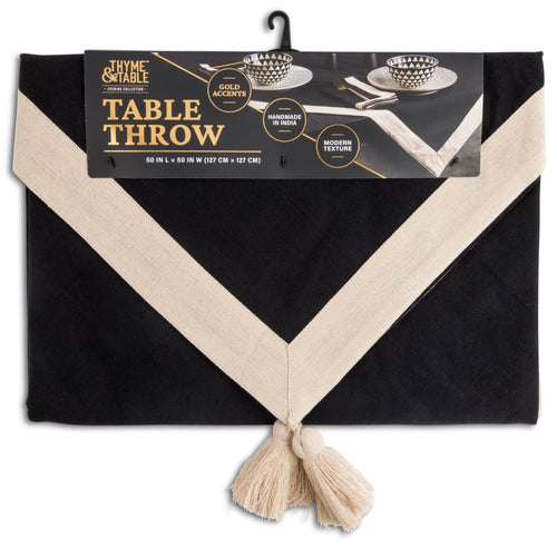 Thyme & Table Handmade Table Throw, Black Gold, 50 x 50 EasyOptionXY LLC