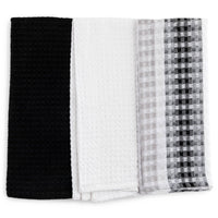 Thyme & Table Cotton Waffle Kitchen Towels, Black White, 3-Piece Set EasyOptionXY LLC