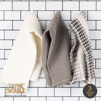 Thyme & Table Cotton Waffle Kitchen Towels, Black White, 3-Piece Set EasyOptionXY LLC
