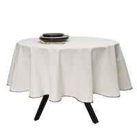 Thyme & Table 70" Tablecloth, Ivory Pom EasyOptionXY LLC