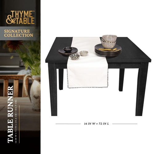 Thyme & Table 72" Table Runner, Ivory Pom EasyOptionXY LLC