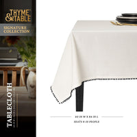 Thyme & Table 84" Tablecloth, Ivory Pom EasyOptionXY LLC