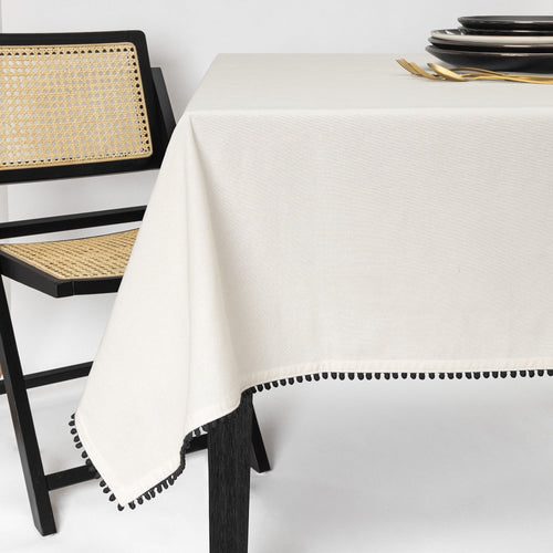 Thyme & Table 84" Tablecloth, Ivory Pom EasyOptionXY LLC