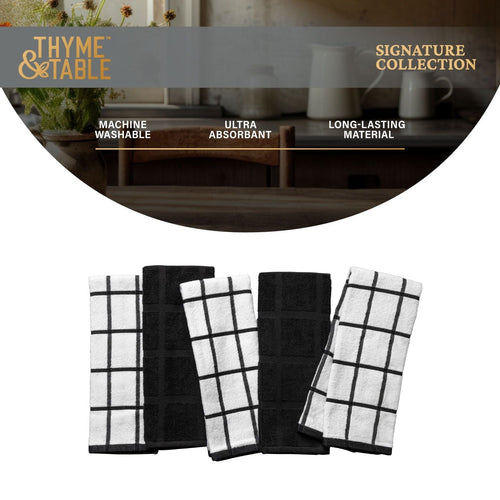 Thyme & Table 5-Piece Set Kitchen Towels, Black & White EasyOptionXY LLC