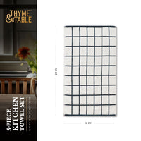 Thyme & Table 5-Piece Set Kitchen Towels, Black & White EasyOptionXY LLC