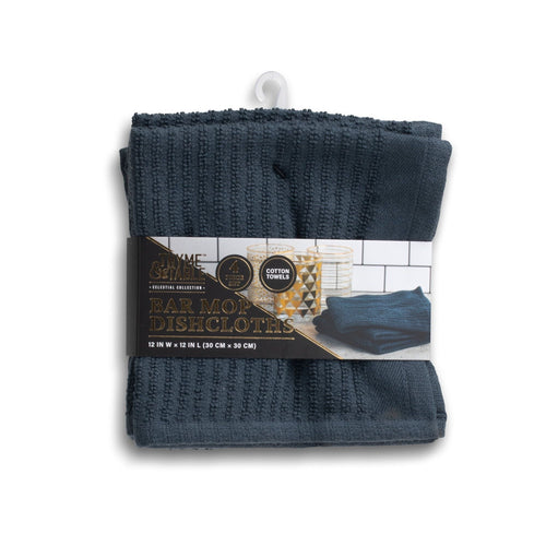 Thyme & Table 4-Pack Bar Mop Dish Cloth, Navy EasyOptionXY LLC
