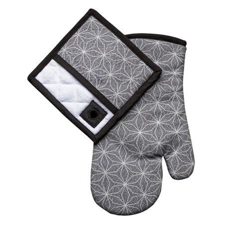 Thyme & Table 2-Pack Kitchen Set Oven Mit and Pot Holder, Gray Star EasyOptionXY LLC