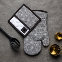 Thyme & Table 2-Pack Kitchen Set Oven Mit and Pot Holder, Gray Star EasyOptionXY LLC