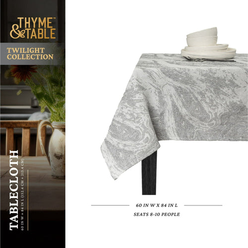 Thyme & Table 84" Tablecloth, Gray Marble EasyOptionXY LLC