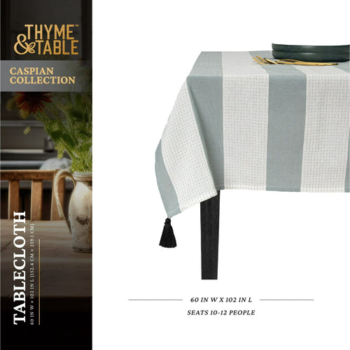 Thyme & Table 102" Tablecloth, Green Dash EasyOptionXY LLC