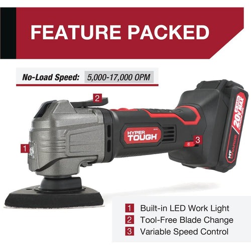 Hyper Tough 20V Max Lithium-Ion Oscillating Power Tool with 2.0 Amp Hour Battery & Charger, New Condition EasyOptionXY LLC