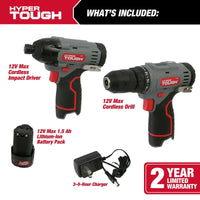 Hyper Tough 12V Max* Cordless 2-Tool Drill and Impact Driver Combo Kit, 98936 EasyOptionXY LLC