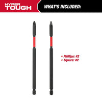 Hyper Tough New 2pc Long Impact Driver Drill Bits, Model 43138 EasyOptionXY LLC