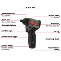 Hyper Tough 12V Max* Lithium-Ion Cordless Brushless Impact Driver with 1.5Ah Battery and Charger, Model 98809 EasyOptionXY LLC