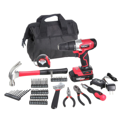Hyper Tough 20V Max 3/8-in. Cordless Drill & 70-Piece DIY Home Tool Set Project Kit with 1.5Ah Lithium-Ion Battery & Charger, Bit Holder, LED Work Light & Storage Bag EasyOptionXY LLC