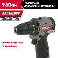Hyper Tough 12V Max* Lithium-Ion Brushless 2-Speed 3/8-inch Drill Driver with 1.5Ah Battery & Charger, 98807 EasyOptionXY LLC