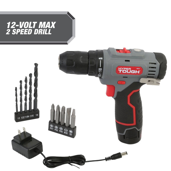 Hyper Tough 12V Max Lithium-Ion Cordless 2-Speed Drill Driver with 1.5Ah Battery and Charger, Model 98823 EasyOptionXY LLC