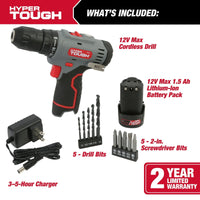 Hyper Tough 12V Max Lithium-Ion Cordless 2-Speed Drill Driver with 1.5Ah Battery and Charger, Model 98823 EasyOptionXY LLC