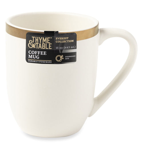 Thyme & Table Stoneware Mug, Everest Collection, White EasyOptionXY LLC