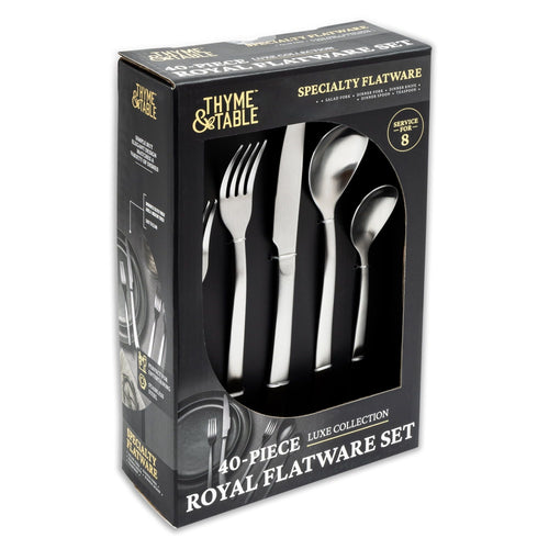 Thyme & Table 40-Piece Royal Stainless Steel Flatware Set, Stainless Steel EasyOptionXY LLC