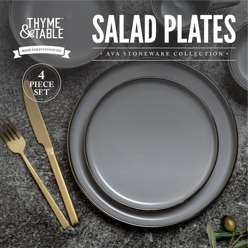 Thyme & Table Dinnerware Gray Ava Stoneware Salad Round Plates, 4 Pack EasyOptionXY LLC