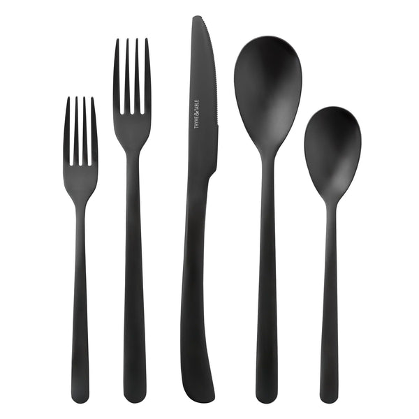 Thyme & Table 40-Piece Royal Stainless Steel Flatware Set, Black EasyOptionXY LLC