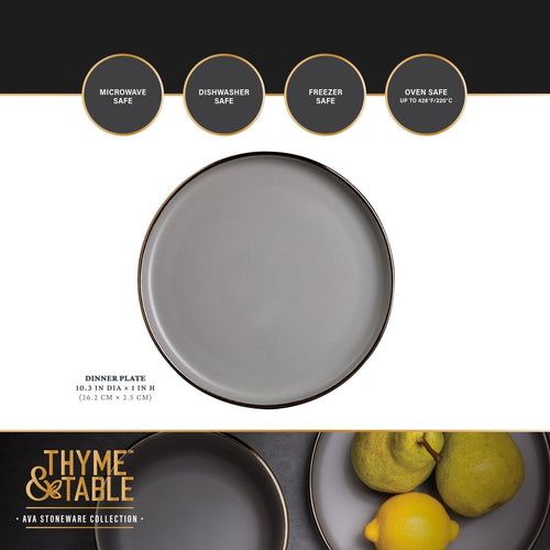 Thyme & Table Ava Dinner Plate, Grey EasyOptionXY LLC