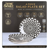 Thyme & Table Dinnerware Black & White Medallion Stoneware Salad Round Plates, 4 Pack EasyOptionXY LLC