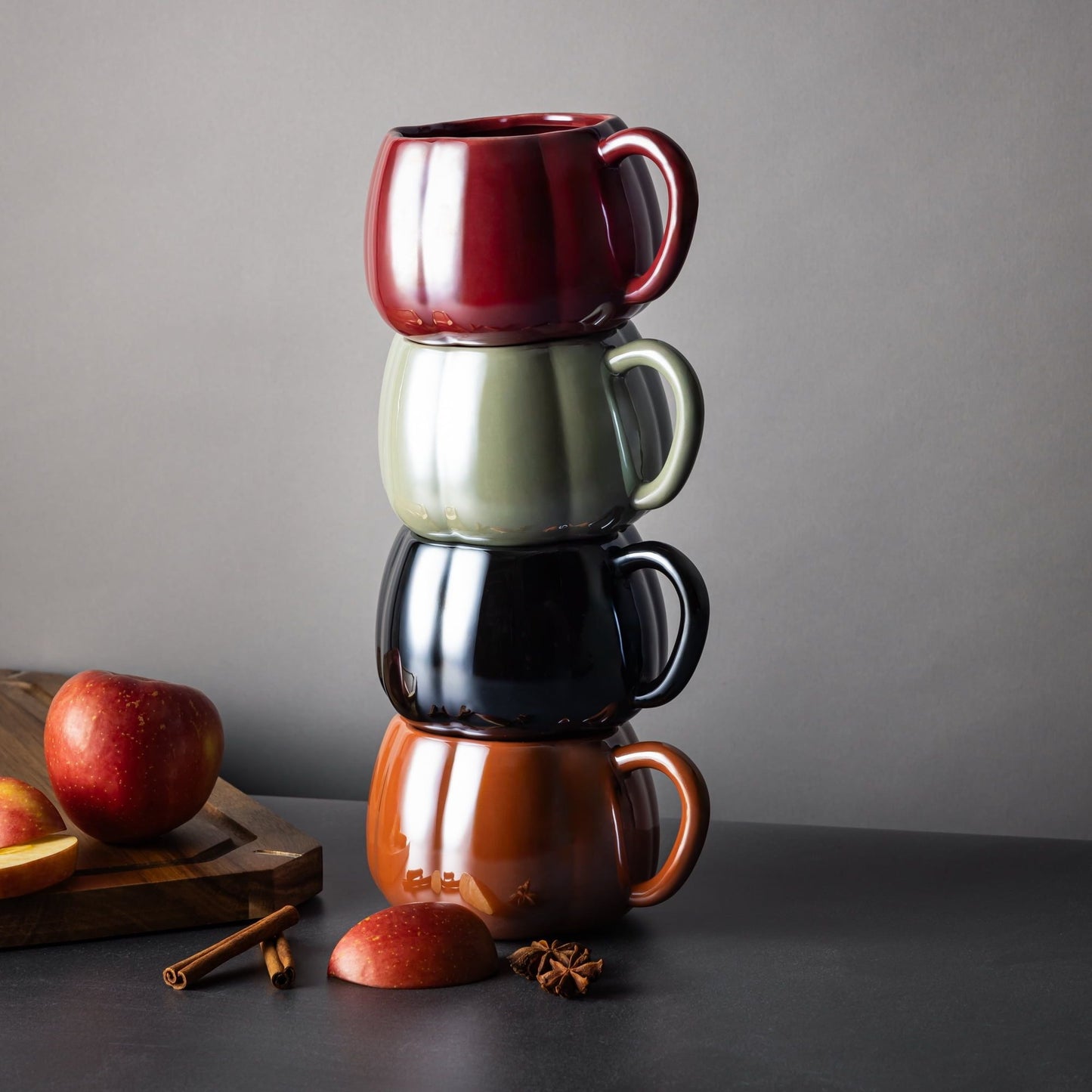 Thyme & Table 4-Pack 16oz Pumpkin Pearl Coffee Mugs EasyOptionXY LLC