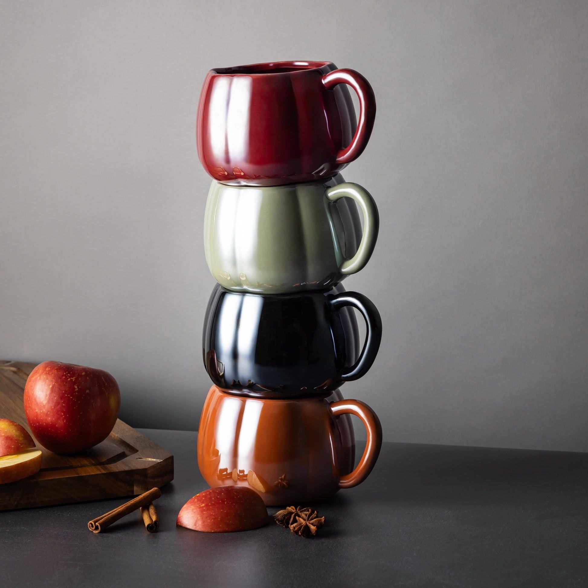 Thyme & Table 4-Pack 16oz Pumpkin Pearl Coffee Mugs EasyOptionXY LLC