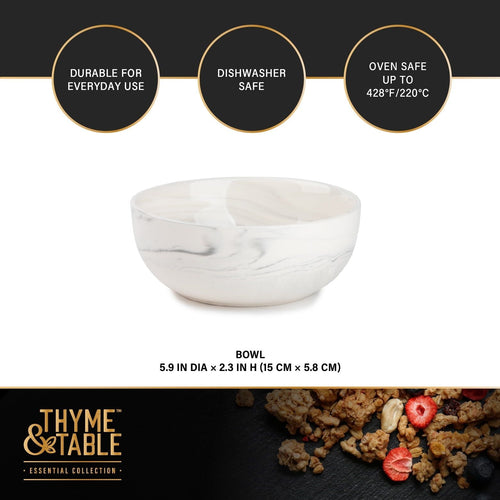 Thyme & Table Grey Marble Stoneware Round Cereal Bowl EasyOptionXY LLC