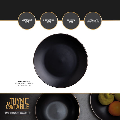 Thyme and Table Onyx Salad Plate, Black EasyOptionXY LLC