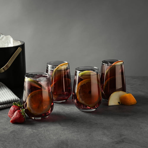 Thyme & Table 4-Piece Angled Stemless Wine Glass Set in Smoke Finish EasyOptionXY LLC