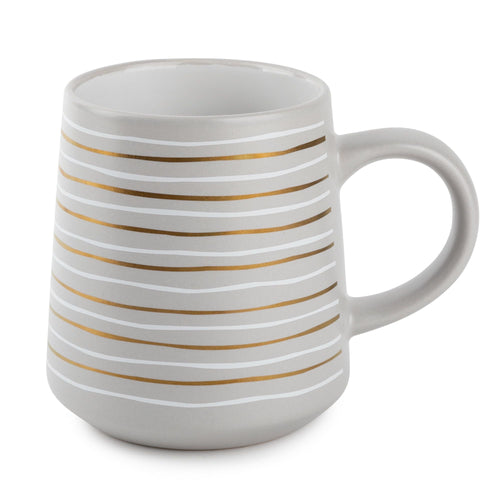 Thyme & Table Stoneware Coffee Mug, 16 fl oz, Gray Stripe EasyOptionXY LLC