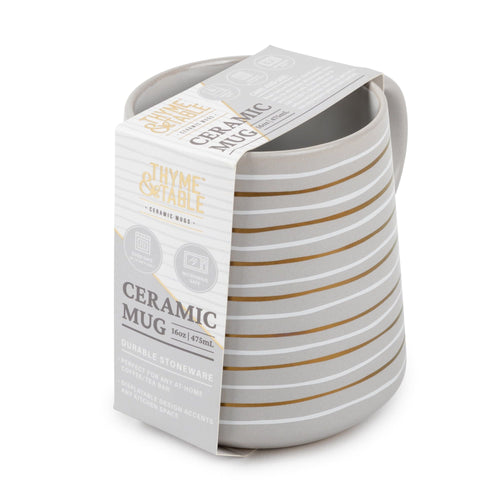 Thyme & Table Stoneware Coffee Mug, 16 fl oz, Gray Stripe EasyOptionXY LLC