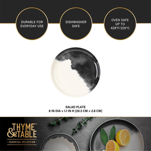 Thyme & Table Grey Drip Stoneware Round Salad Plate EasyOptionXY LLC