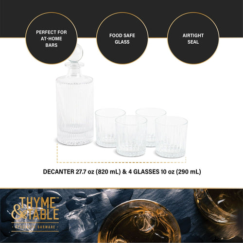 Thyme & Table Whiskey Decanter and Cocktail Glasses, 5-Piece Set EasyOptionXY LLC