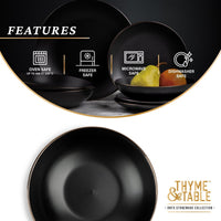 Thyme & Table Dinnerware Black Onyx Stoneware Round Soup Bowl EasyOptionXY LLC