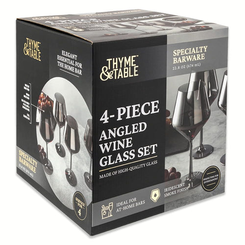 Thyme & Table 4-Piece Angled Wine Glass Set in Smoke Finish EasyOptionXY LLC