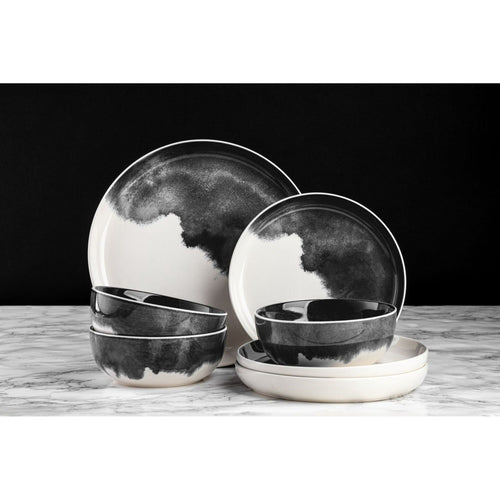 Thyme & Table Grey Drip Stoneware Round Dinner Plate EasyOptionXY LLC